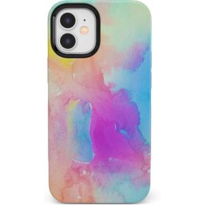 Casely iPhone 12/12 Pro Case | Tropical Dreams | Pura Vida | Compatible with MagSafe | Bold Protective Design(Painting in Pastels | Rainbow Watercolor)