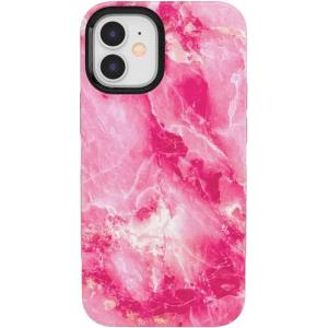 Casely iPhone 12/12 Pro Case | Tropical Dreams | Pura Vida | Compatible with MagSafe | Bold Protective Design(Pretty in Pink | Hot Pink Marble)