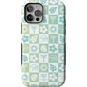 Casely iPhone 12/12 Pro Case | Tropical Dreams | Pura Vida | Compatible with MagSafe | Bold Protective Design(Pura Vida | Coastal Checkers)