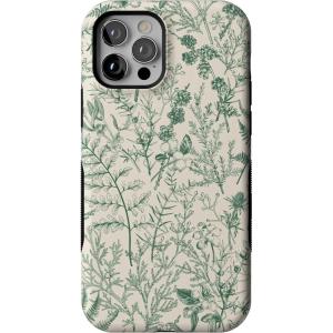 Casely iPhone 12/12 Pro Case | Tropical Dreams | Pura Vida | Compatible with MagSafe | Bold Protective Design(Sage Garden | Green Floral Case)
