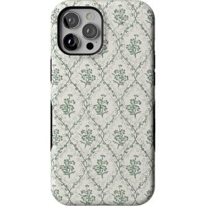 Casely iPhone 12/12 Pro Case | Tropical Dreams | Pura Vida | Compatible with MagSafe | Bold Protective Design(Sage Tapestry | Floral Vines)