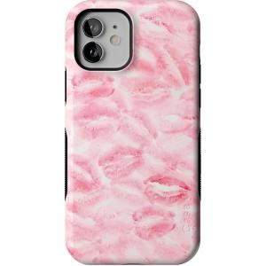 Casely iPhone 12/12 Pro Case | Tropical Dreams | Pura Vida | Compatible with MagSafe | Bold Protective Design(Sealed with a Kiss | Pink Lipstick)