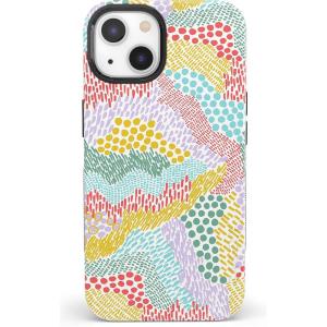Casely iPhone 13 Case | Field of Flowers | Pastel Floral | Compatible with MagSafe | Bold Protective Design(Color Me Happy | Pattern Colorblock)