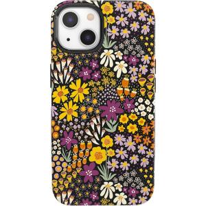 Casely iPhone 13 Case | Field of Flowers | Pastel Floral | Compatible with MagSafe | Bold Protective Design(Falling for You | Plum Floral)