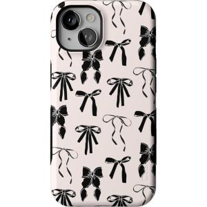 Casely iPhone 13 Case | Field of Flowers | Pastel Floral | Compatible with MagSafe | Bold Protective Design(Goth Girlie | Black Bows)