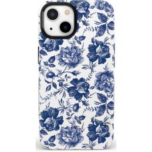 Casely iPhone 13 Case | Field of Flowers | Pastel Floral | Compatible with MagSafe | Bold Protective Design(Rose to Fame | Blue & White Rose Floral)