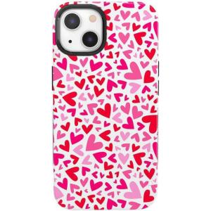 Casely iPhone 13 Case | Field of Flowers | Pastel Floral | Compatible with MagSafe | Bold Protective Design(XOXO | Pink Candy Hearts)
