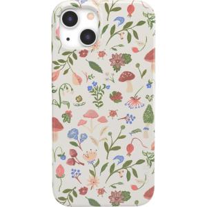 Casely iPhone 13 Case | Fit Check | Neutral Checkerboard | Compatible with MagSafe | Classic Ultra Slim Design(Garden Party | Mushroom Floral)