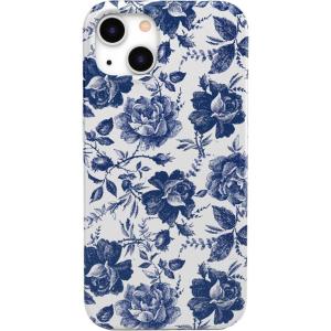 Casely iPhone 13 Case | Sage Garden | Green Floral | Compatible with MagSafe | Classic Ultra Slim Case Design(09 Rose to Fame | Blue & White Rose Floral)