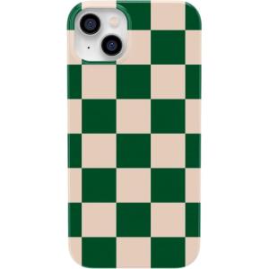 Casely iPhone 13 Case | Sage Garden | Green Floral | Compatible with MagSafe | Classic Ultra Slim Case Design(Fit Check | Green Checkerboard)