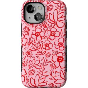 Casely iPhone 13 Mini Case | I’d Pick You | Red Strawberry | Compatible with MagSafe | Bold Protective Design(Blush Garden | Floral Doodle)