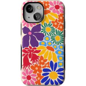 Casely iPhone 13 Mini Case | I’d Pick You | Red Strawberry | Compatible with MagSafe | Bold Protective Design(Flower Patch | Multi-Color Floral)