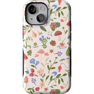 Casely iPhone 13 Mini Case | I’d Pick You | Red Strawberry | Compatible with MagSafe | Bold Protective Design(Garden Party | Mushroom Floral)