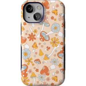 Casely iPhone 13 Mini Case | I’d Pick You | Red Strawberry | Compatible with MagSafe | Bold Protective Design(Mushroom Magic | Retro Floral)
