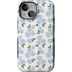 Casely iPhone 13 Mini Case | I’d Pick You | Red Strawberry | Compatible with MagSafe | Bold Protective Design(Nantucket Cottage | Blue Hydrangea)