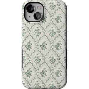 Casely iPhone 13 Mini Case | I’d Pick You | Red Strawberry | Compatible with MagSafe | Bold Protective Design(Sage Tapestry | Floral Vines)
