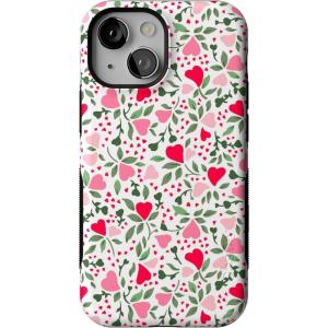 Casely iPhone 13 Mini Case | I’d Pick You | Red Strawberry | Compatible with MagSafe | Bold Protective Design(Vines of Love | Floral Heart)