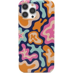 Casely iPhone 13 Pro Case | Compatible with MagSafe | Flower Patch | Girly Floral Case(Midnight Color Splash | Abstract Retro)