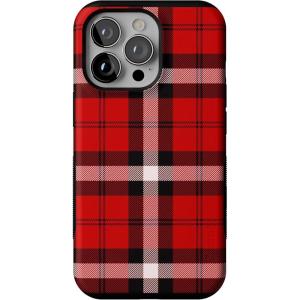 Casely iPhone 13 Pro Case | Ride The Wave | Pastel Rainbow Lined | Compatible with MagSafe | Bold Protective Design(As if! Red Plaid)
