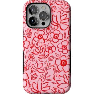 Casely iPhone 13 Pro Case | Ride The Wave | Pastel Rainbow Lined | Compatible with MagSafe | Bold Protective Design(Blush Garden | Floral Doodle)