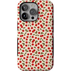 Casely iPhone 13 Pro Case | Ride The Wave | Pastel Rainbow Lined | Compatible with MagSafe | Bold Protective Design(Cherry on Top | Red Cherries)