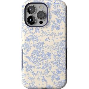 Casely iPhone 13 Pro Case | Ride The Wave | Pastel Rainbow Lined | Compatible with MagSafe | Bold Protective Design(Cupid’s Canvas | Periwinkle Floral)