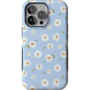 Casely iPhone 13 Pro Case | Ride The Wave | Pastel Rainbow Lined | Compatible with MagSafe | Bold Protective Design(Daisy Daydream | Baby Blue Floral)
