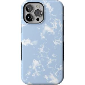 Casely iPhone 13 Pro Case | Ride The Wave | Pastel Rainbow Lined | Compatible with MagSafe | Bold Protective Design(Marble Clouds | Light Blue Skies)
