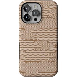 Casely iPhone 13 Pro Case | Ride The Wave | Pastel Rainbow Lined | Compatible with MagSafe | Bold Protective Design(Mocha Ripple | Brown Wave)