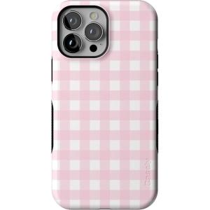 Casely iPhone 13 Pro Case | Ride The Wave | Pastel Rainbow Lined | Compatible with MagSafe | Bold Protective Design(Pink Plaid | Sunday Best)