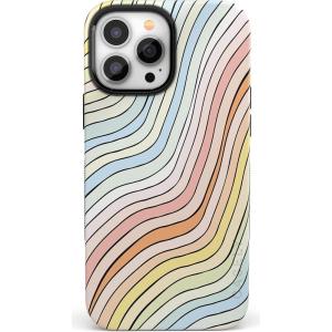 Casely iPhone 13 Pro Case | Ride The Wave | Pastel Rainbow Lined | Compatible with MagSafe | Bold Protective Design(Ride The Wave | Pastel Rainbow Lined)