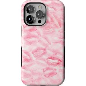Casely iPhone 13 Pro Case | Ride The Wave | Pastel Rainbow Lined | Compatible with MagSafe | Bold Protective Design(Sealed with a Kiss | Pink Lipstick)