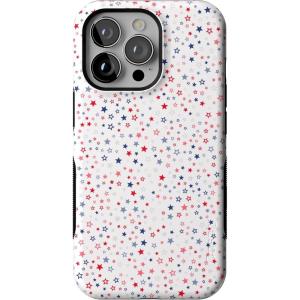 Casely iPhone 13 Pro Case | Ride The Wave | Pastel Rainbow Lined | Compatible with MagSafe | Bold Protective Design(Seeing Stars | Red  White & Blue)