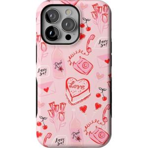 Casely iPhone 13 Pro Case | Ride The Wave | Pastel Rainbow Lined | Compatible with MagSafe | Bold Protective Design(That’s Amore | Valentine’s)