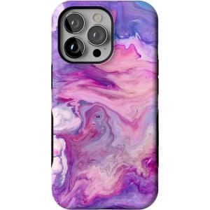 Casely iPhone 13 Pro Case | Ride The Wave | Pastel Rainbow Lined | Compatible with MagSafe | Bold Protective Design(Tie Dying Over You | Purple Marble)