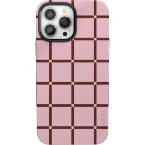 Casely iPhone 13 Pro Case | Ride The Wave | Pastel Rainbow Lined | Compatible with MagSafe | Bold Protective Design(Uptown Gridlock | Pink Checkerboard)