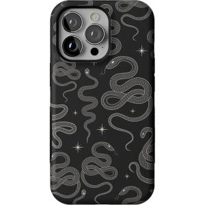 Casely iPhone 13 Pro Case | Ride The Wave | Pastel Rainbow Lined | Compatible with MagSafe | Bold Protective Design(We’re Ready For It | Black Serpent)