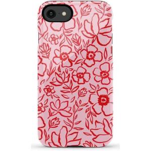 Casely iPhone SE (2020 & 2022) Case | Hibiscus Blooms | Hawaiian Floral | Essential Slim Dual-Layer Protective Case Design(Blush Garden | Floral Doodle)