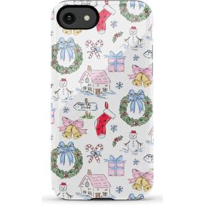 Casely iPhone SE (2020 & 2022) Case | Hibiscus Blooms | Hawaiian Floral | Essential Slim Dual-Layer Protective Case Design(Christmas Morning | Vintage Cartoon)
