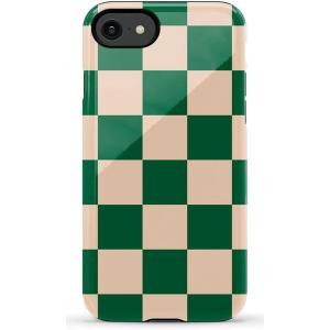 Casely iPhone SE (2020 & 2022) Case | Hibiscus Blooms | Hawaiian Floral | Essential Slim Dual-Layer Protective Case Design(Fit Check | Green Checkerboard)