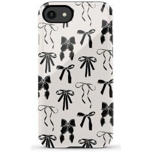 Casely iPhone SE (2020 & 2022) Case | Hibiscus Blooms | Hawaiian Floral | Essential Slim Dual-Layer Protective Case Design(Goth Girlie | Black Bows)