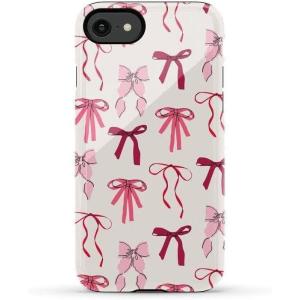 Casely iPhone SE (2020 & 2022) Case | Hibiscus Blooms | Hawaiian Floral | Essential Slim Dual-Layer Protective Case Design(Lover Girlie | Pink Bows)