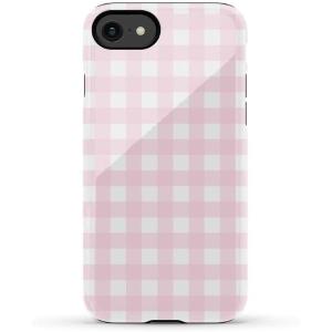 Casely iPhone SE (2020 & 2022) Case | Hibiscus Blooms | Hawaiian Floral | Essential Slim Dual-Layer Protective Case Design(Pink Plaid | Sunday Best)