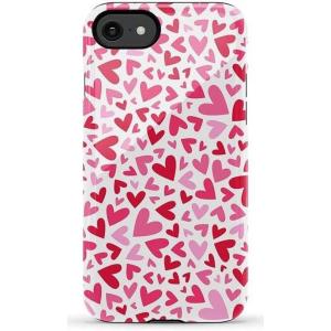 Casely iPhone SE (2020 & 2022) Case | Hibiscus Blooms | Hawaiian Floral | Essential Slim Dual-Layer Protective Case Design(XOXO | Pink Candy Hearts)