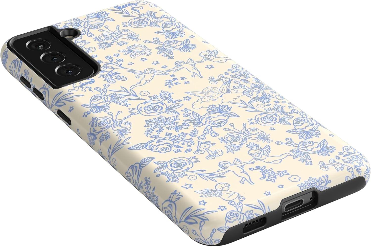 imageCasely Galaxy S21 Case Current Mood Cow PrintCupids Canvas Periwinkle Floral