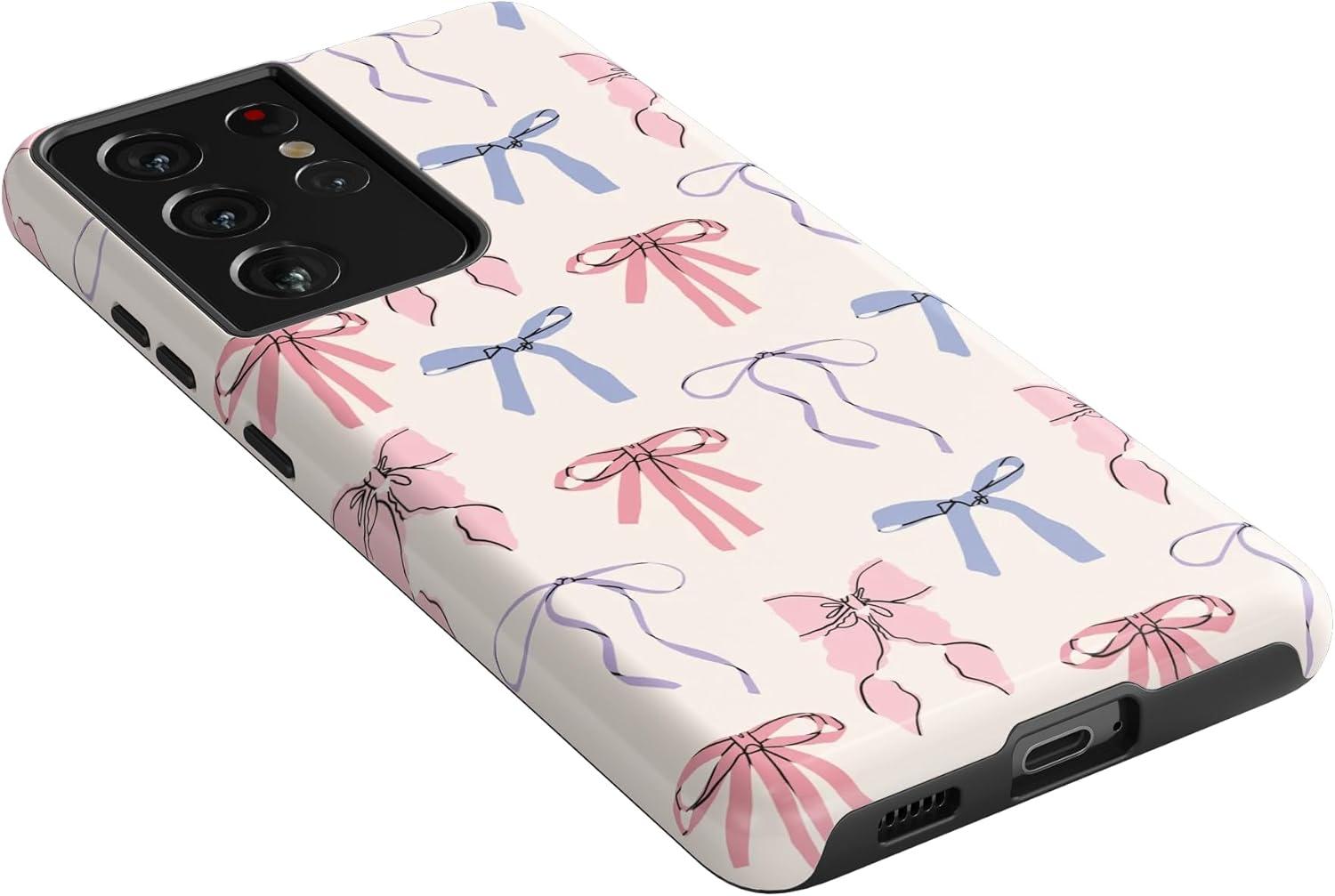 imageCasely Galaxy S21 Ultra Case Amalfi Aperitivo Dolce Vita Essential Slim DualLayer Protective DesignCoquette Girlie Pastel Bows