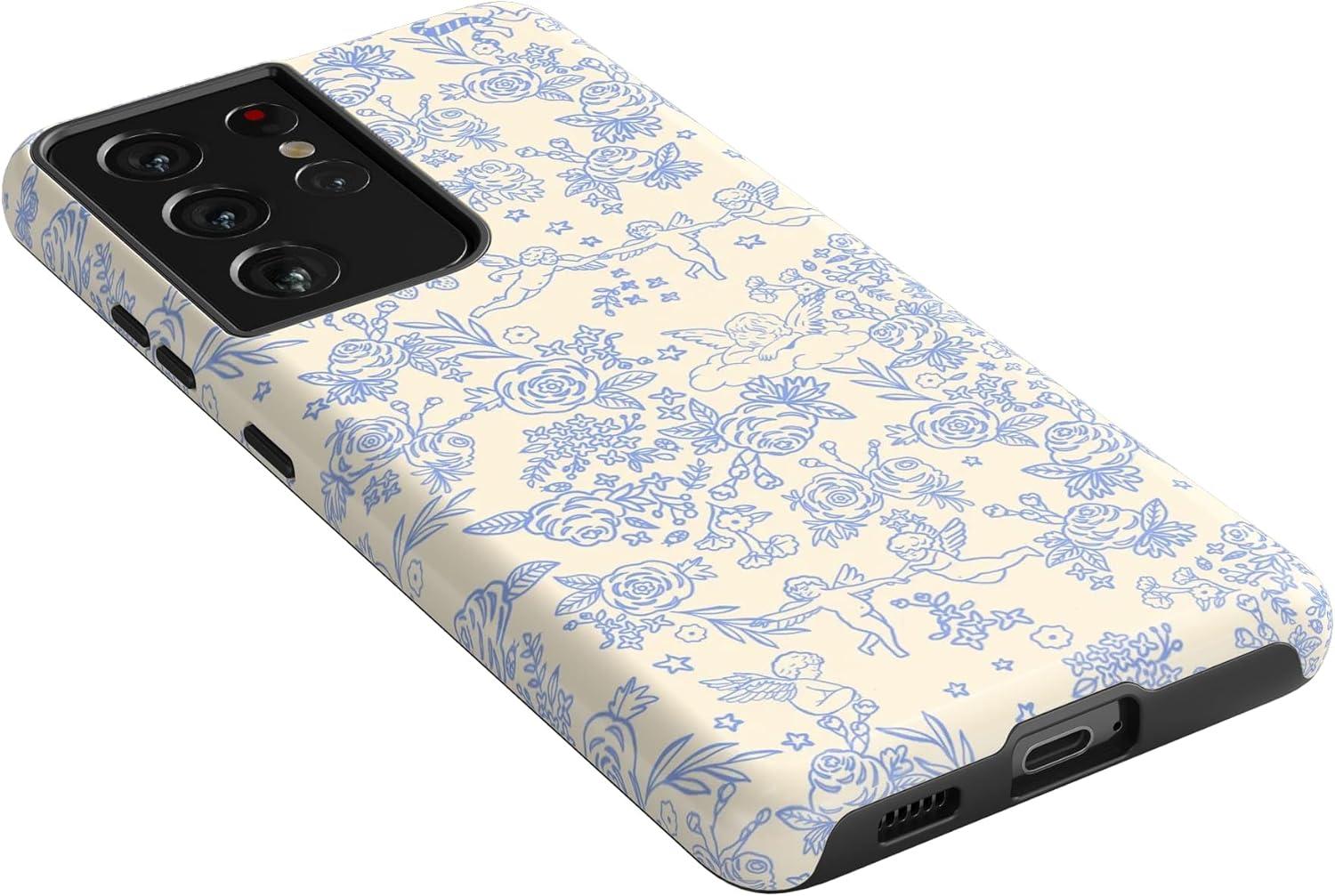 imageCasely Galaxy S21 Ultra Case Amalfi Aperitivo Dolce Vita Essential Slim DualLayer Protective DesignCupids Canvas Periwinkle Floral