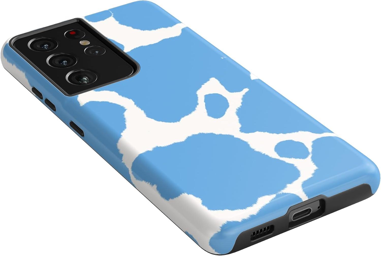 imageCasely Galaxy S21 Ultra Case Amalfi Aperitivo Dolce Vita Essential Slim DualLayer Protective DesignCurrent MOOd Light Blue Cow Print