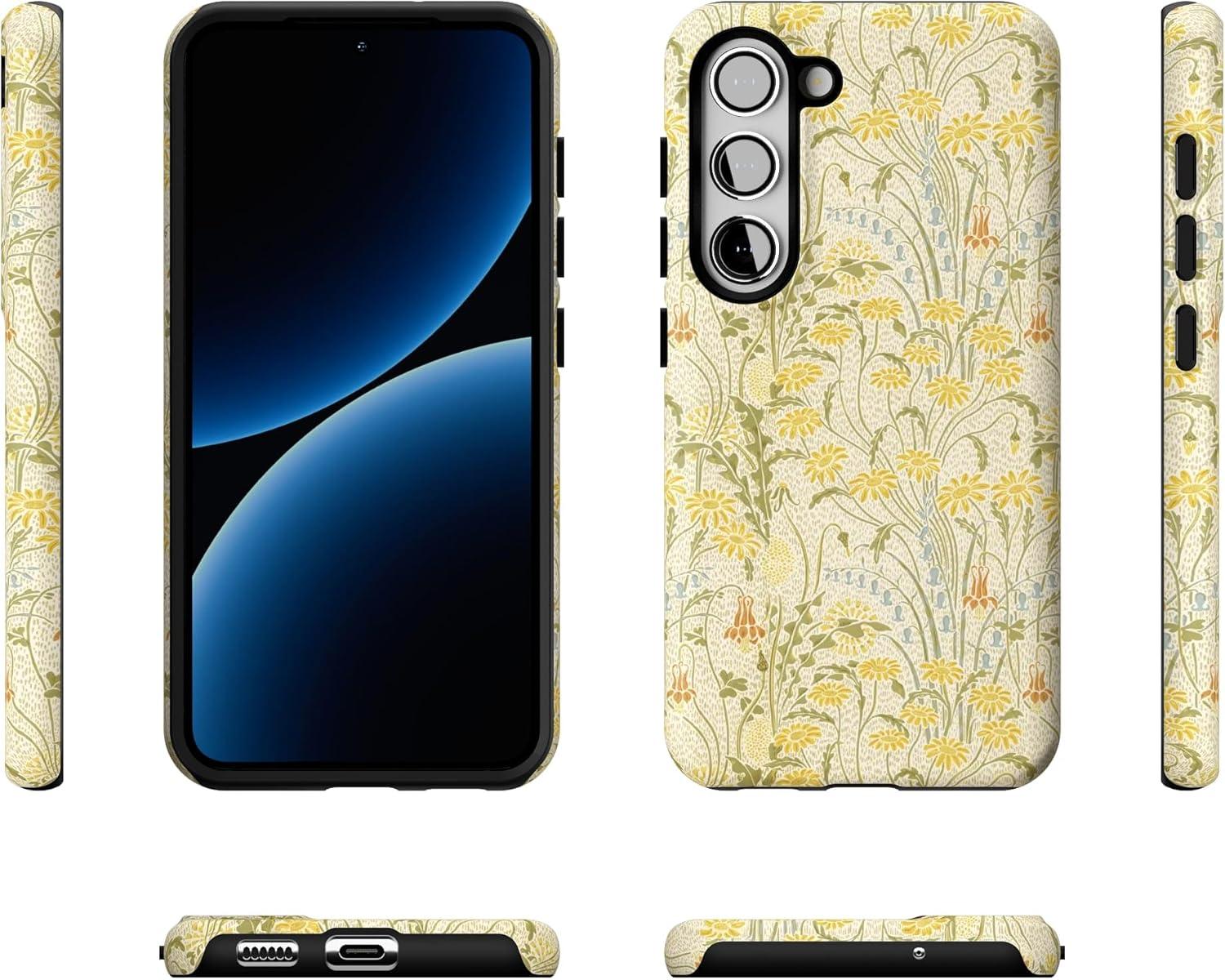 imageCasely Galaxy S23 Case Poppy Meadows Pastel Floral Essential Slim DualLayer Protective DesignBoho Blooms Golden Floral
