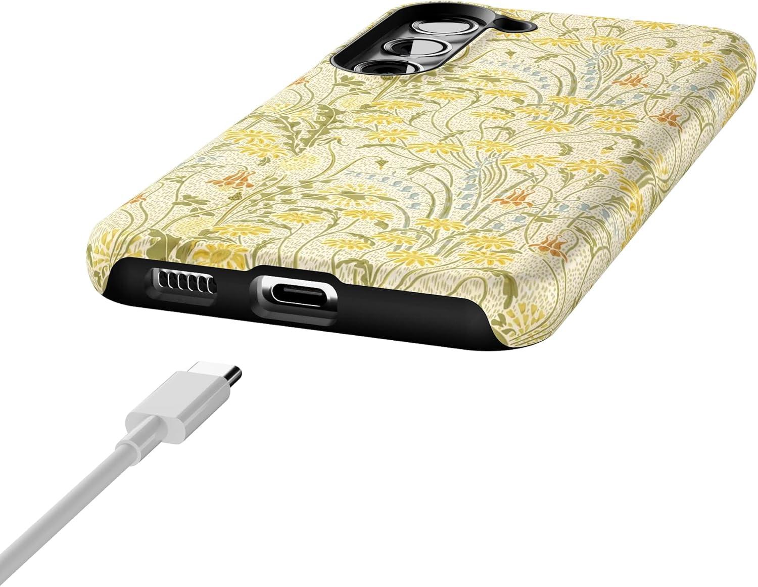 imageCasely Galaxy S23 Case Poppy Meadows Pastel Floral Essential Slim DualLayer Protective DesignBoho Blooms Golden Floral